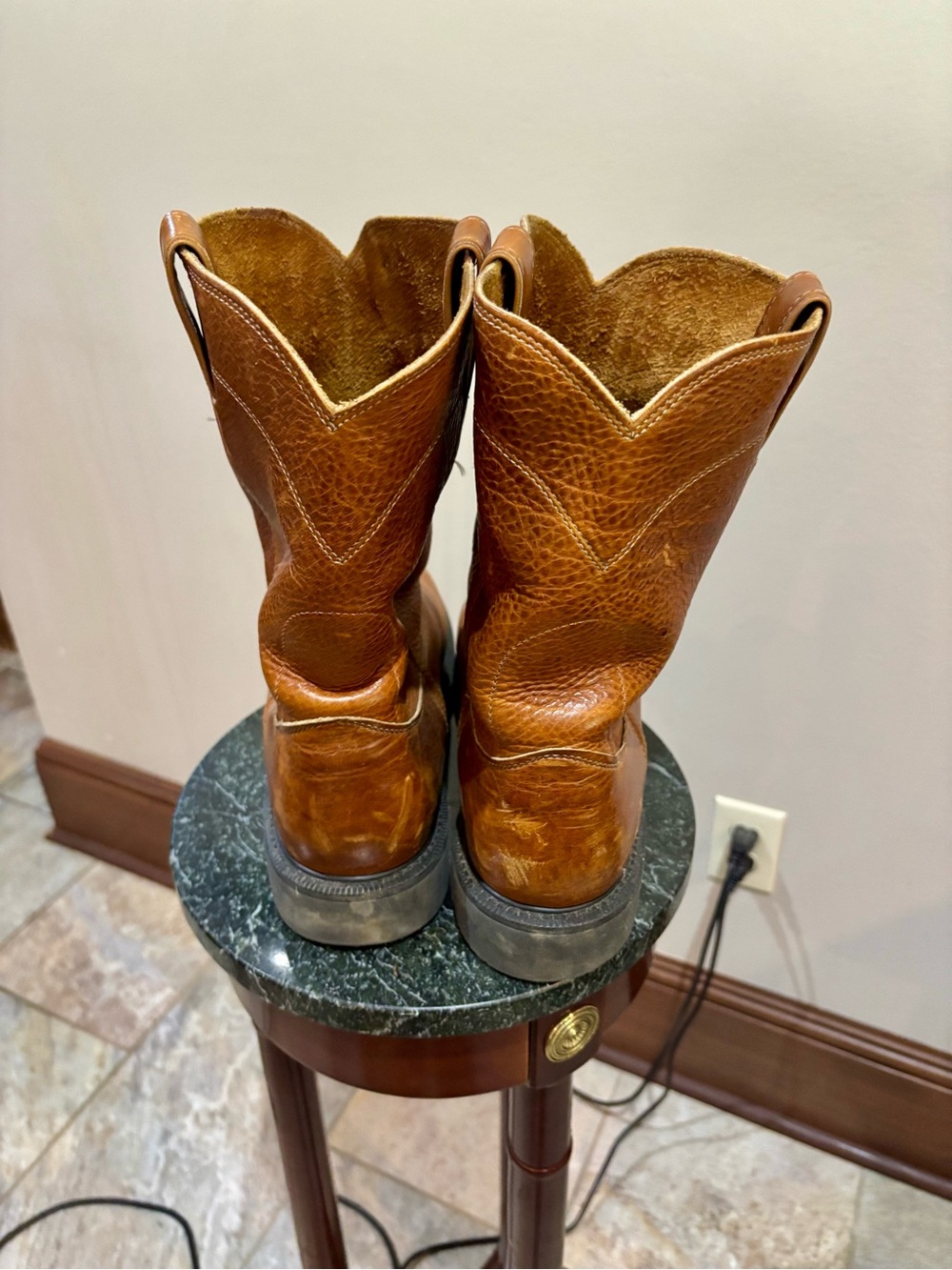 Justin Boots Brown Leather Pull-On Western Boots - Picture 5 of 6